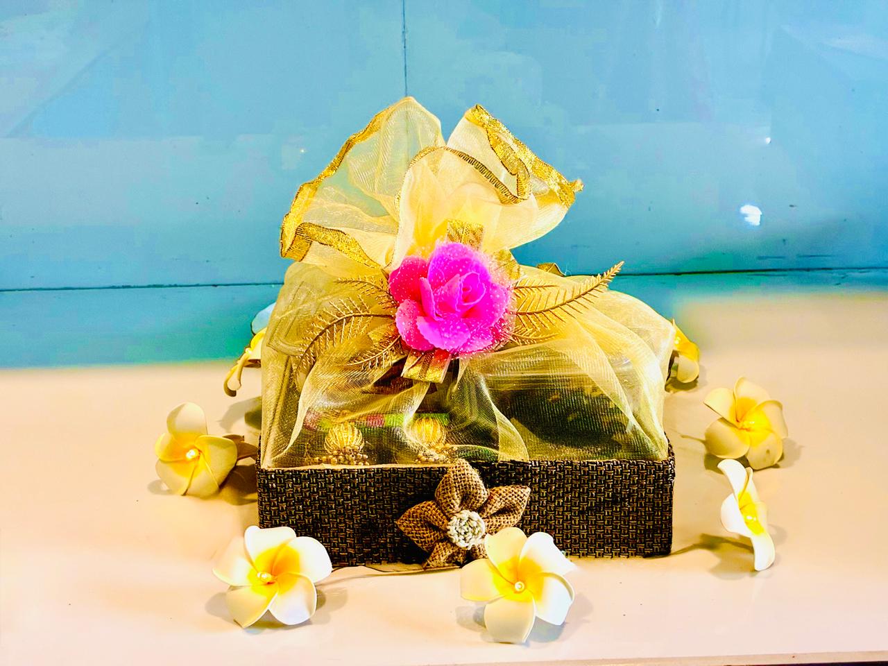 Festive Wrapped Gift Basket